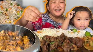 Bachha sanga mukbang sarai garo😆MUTTON PULAO ACHAR COOKING RECIPE [upl. by Yraillih]