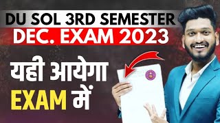 DU SOL Exam 2023 Semester 3rd Important Questions with Answer  Syllabus  Notes  Classes  Books [upl. by Kcirb]