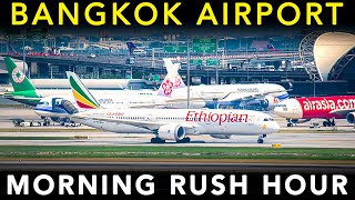 BANGKOK SUVARNABHUMI AIRPORT  Morning RUSH HOUR  Plane Spotting [upl. by Eeclehc]