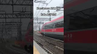 ETR 700 and AGV 575 passing through MilanoLambrate Station train trainspotting [upl. by Inahs]