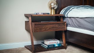 Making a Modern Nightstand  Bedside Table with Wireless Charging  How To Build  Woodworking [upl. by Sukhum758]