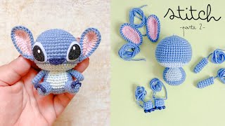 Stitch amigurumi a crochet ENGESP  OREJAS Y PIERNAS 2 [upl. by Haymes425]