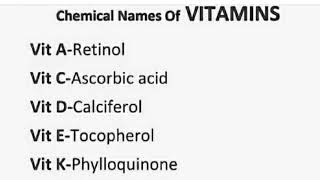 Chemical Name Of Vitamins [upl. by Orfield711]