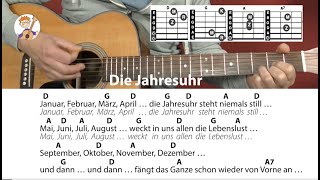 Die Jahresuhr  Rolf Zuckowski Jahreszeitenlied Cover Akkorde amp Text für Gitarre zum Mitspielen [upl. by Naeerb]