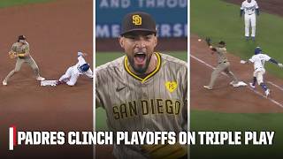 This Padres TRIPLE PLAY clinched a postseason berth 🤯  MLB on ESPN [upl. by Acirtal173]