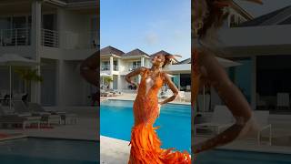 Winnie Harlow in Tabjas stunning Phoenix dress – a vision of elegance and rebirth 🧡✨ [upl. by Killian]