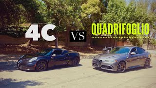 Alfa Romeo 4C vs 500hp Giulia Quadrifoglio [upl. by Chrotoem]