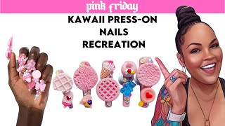 I RECREATED Nicki Minajs Kawaii Presson Nails [upl. by Maridel]