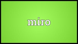 Miro Meaning [upl. by Bacchus]