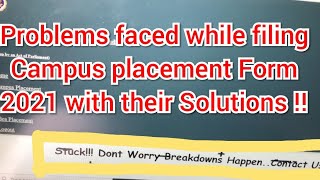 ICAI Campus Placement Form 2021 How to Fill Correctly  Problems faced with their Solutions [upl. by Droffig]