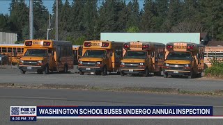 WA school buses undergo annual inspection before backtoschool  FOX 13 Seattle [upl. by Yannodrahc]