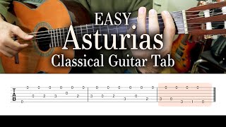 Asturias  VERY EASY Classical Guitar Tab  How To Play [upl. by Chadbourne]