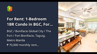 For Rent 1Bedroom 1BR Condo in BGC Fort Bonifacio Taguig at Two Serendra [upl. by Orr]