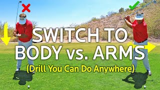 Drill To Switch To A Body Swing vs Arms Swing [upl. by Lezirg]