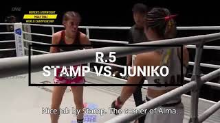 R5 STAMP VS ALMA JUNIKO MUAYTHAI FIGHT muaythai fighter women sports video youtube reels [upl. by Servais513]