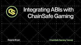 ChainSafe Gaming SDK Tutorial How to integrate an ABI into the ChainSafe Gaming SDK [upl. by Petunia286]