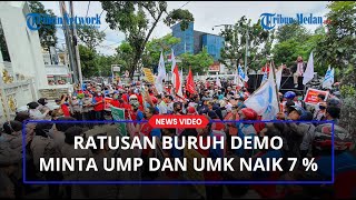 Ratusan Buruh Geruduk Kantor Gubsu Edy Rahmayadi Desak UMP dan UMK di Sumut Naik 7 Persen [upl. by Eiramrebma186]