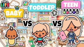 BABY 🍼🥺 VS TODDLER 🌈🖍 VS TEEN💄💖 HOUSE DESIGNS  Toca Life World [upl. by Hterrag513]