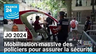 JO 2024  mobilisation massive des policiers pour assurer la sécurité à Paris • FRANCE 24 [upl. by Nosrej900]