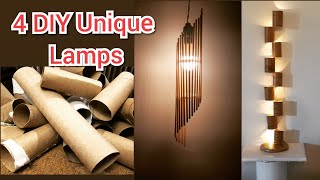 4 Unique DIY Lamps and Pendant Lights DIY cardboard Lamps and lights [upl. by Zsuedat]