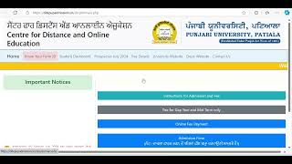 Instructions for Online admission in Centre for Distance and Online Education PU Patiala 202324 [upl. by Hermione]