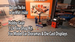 MCB050 Hobby Gear 124 Tire Shop Tools for Model Car Dioramas amp Die Cast Displays [upl. by Enaffit]