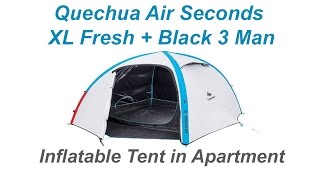 4 Quechua Unboxing Air seconds XL fresh black 3 man inflatable Tent Decathlon Apartment [upl. by Werda]