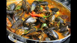 Mussels in a Spicy White Wine Tomato Sauce  CaribbeanPotcom [upl. by Cross]