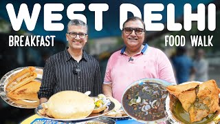 Ultimate WEST DELHI Breakfast FOOD Walk I Amritsari Chole amp Tawa Bhature  Chole Bhature  Aloo Puri [upl. by Vil]