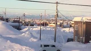 北海道風景自然描写～岩見沢雪景色・札幌遠望風景 正月早朝 [upl. by Hardunn]