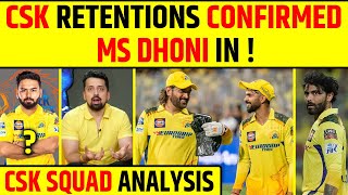 CSK RETENTION CONFIRMED MS DHONI IN  CSK SQUAD ANALYSIS [upl. by Maddalena]