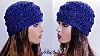 How To Crochet A Beanie Hat  Galaxy Blue Beanie  Bag O Day Crochet Tutorial 577 [upl. by Humfried]