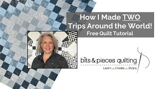 How to plan a Trip Around the World  scrappy quilt free tutorial [upl. by Kirst650]