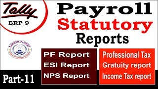 Payroll Statutory Reports in Tally ERP 9 Class11Complete Tally Payroll Tutorials in Hindi Part117 [upl. by Miltie]