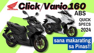 Honda Click 160 ABS  Quick Specs  2024 [upl. by Goeger]