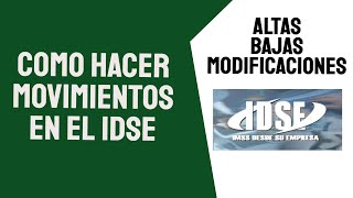 Como hacer movimientos en el IDSE │Altas│Bajas│Modificaciones [upl. by Ssirk108]