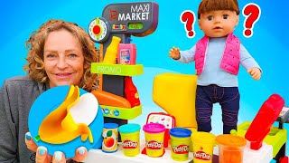 Play Doh Schule mit Nicole  Video für Kinder  Kinder Atelier Obst und Gemüse aus Knete [upl. by Sudbury112]