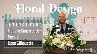 Linear design with tubes Boho amp Chickenwire by Mike Boerma Floral Design Demo 1 [upl. by Pegg415]