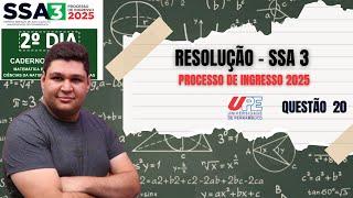 RESOLUÇÃO DA QUESTÃO 20  UPE SSA 3  PROCESSO DE INGRESSO 2025 [upl. by Hankins]