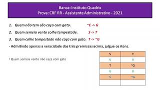 QUESTÃO DE RACIOCÍNIO LÓGICO  BANCA QUADRIX  CONCURSO 2021 [upl. by Eeluj]