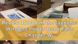 Review 10000mAh Magnetic Wireless Power Bank Fast Charger With Foldable Stand Portable External Spa [upl. by Lightman109]