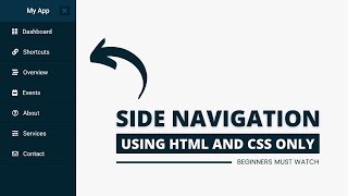 Create A Sidebar Menu using HTML amp CSS  Sidebar Menu in HTML amp CSS [upl. by Sunday]