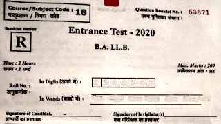 BA LLB Entrance Exam Question Paper  BALLB प्रवेश परीक्षा के लिए महत्वपूर्ण DDU Entrance Exam 2022 [upl. by Relda331]