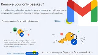 Google Account  Add And Remove Passkey  Simple Gmail Login [upl. by Nomelihp]