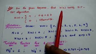 DSP  8point DFT using DIT  FFT method  Decimation in Time  DSP in Tamil  DSP problems [upl. by Till]