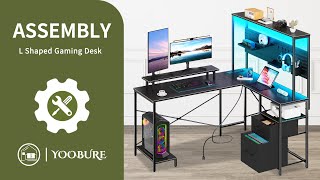 🛠️Yoobure Reversible L Shaped Gaming Desk with Pegboard Assembly Video [upl. by Darlleen]