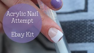 Acrylic Nail Attempt amp Tutorial with Ebay Kit  Nina Holly [upl. by Anileva]