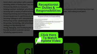 Receptionist Duties and Responsibilities  Receptionist Job Duties and Responsibilities [upl. by Christean]