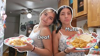 COOKING BLIND DEAF AND MUTE CHALLENGE chaotic  Villegas Sisters [upl. by Haleeuqa826]