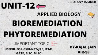 Unit12 Applied Biology  Bioremediation  Phytoremediation  Detailed  CSIRNET JRF [upl. by Dnomal369]